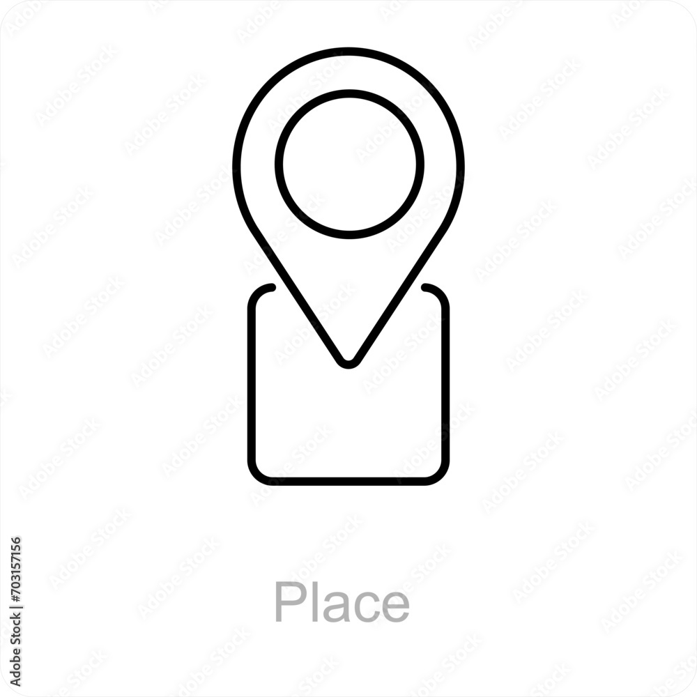 Place and pin icon concept Place and pin icon concept