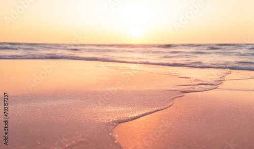 Closeup of woman feet walking on sand beach during a golden hour sunset from AI Generative