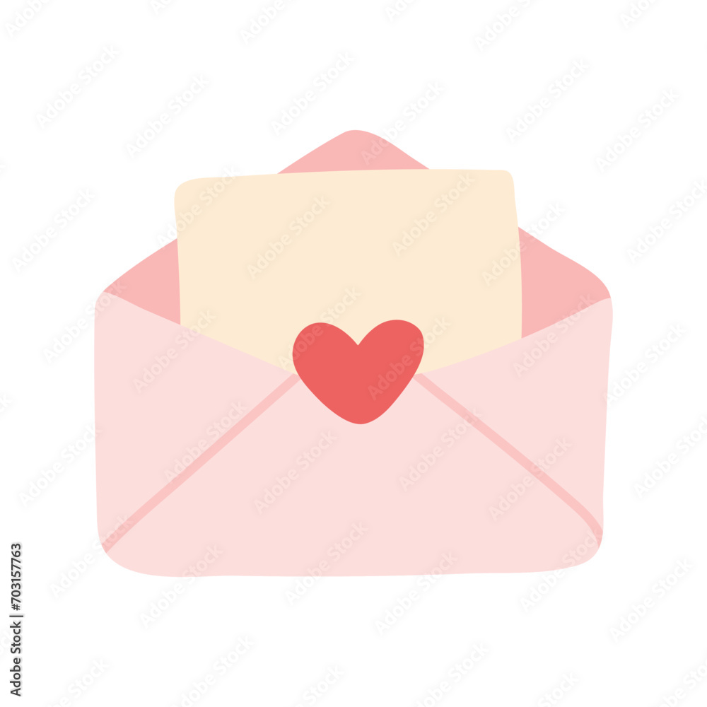 Cute Love Letter Message in Pink Envelope Icon Animated Vector Illustration