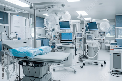 Advanced medical equipment in a modern hospital operating room
