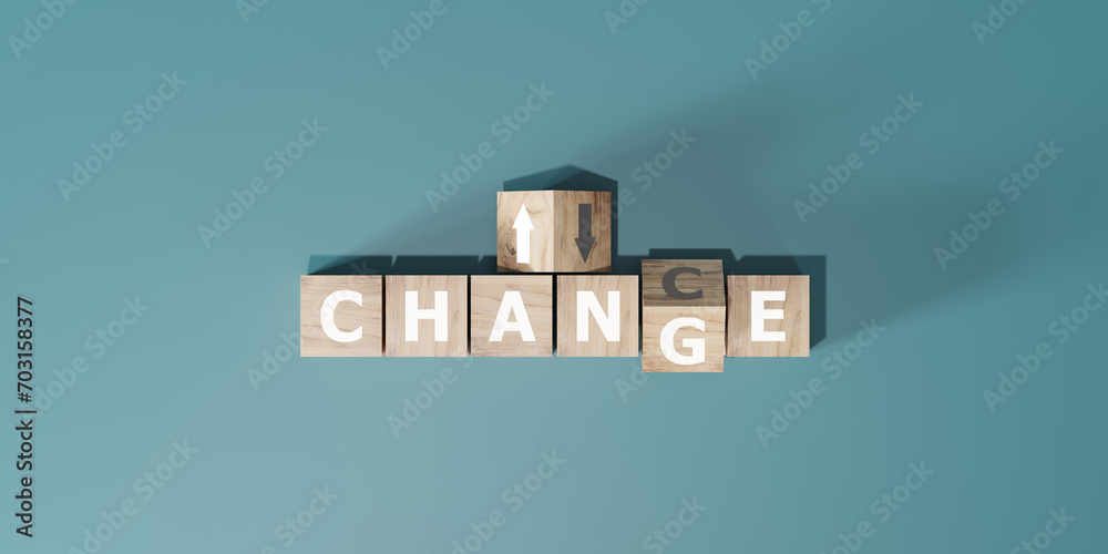 CHANGE and CHANCE text on wooden block with flipped one from G to C. For business strategy, revise planning, success business. - obrazy, fototapety, plakaty 