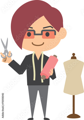 男性ファッションデザイナーのイメージイラスト