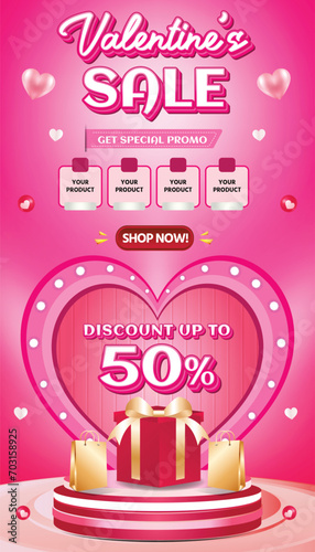 Valentine February Big sale banner discount promotion background payday social media 7