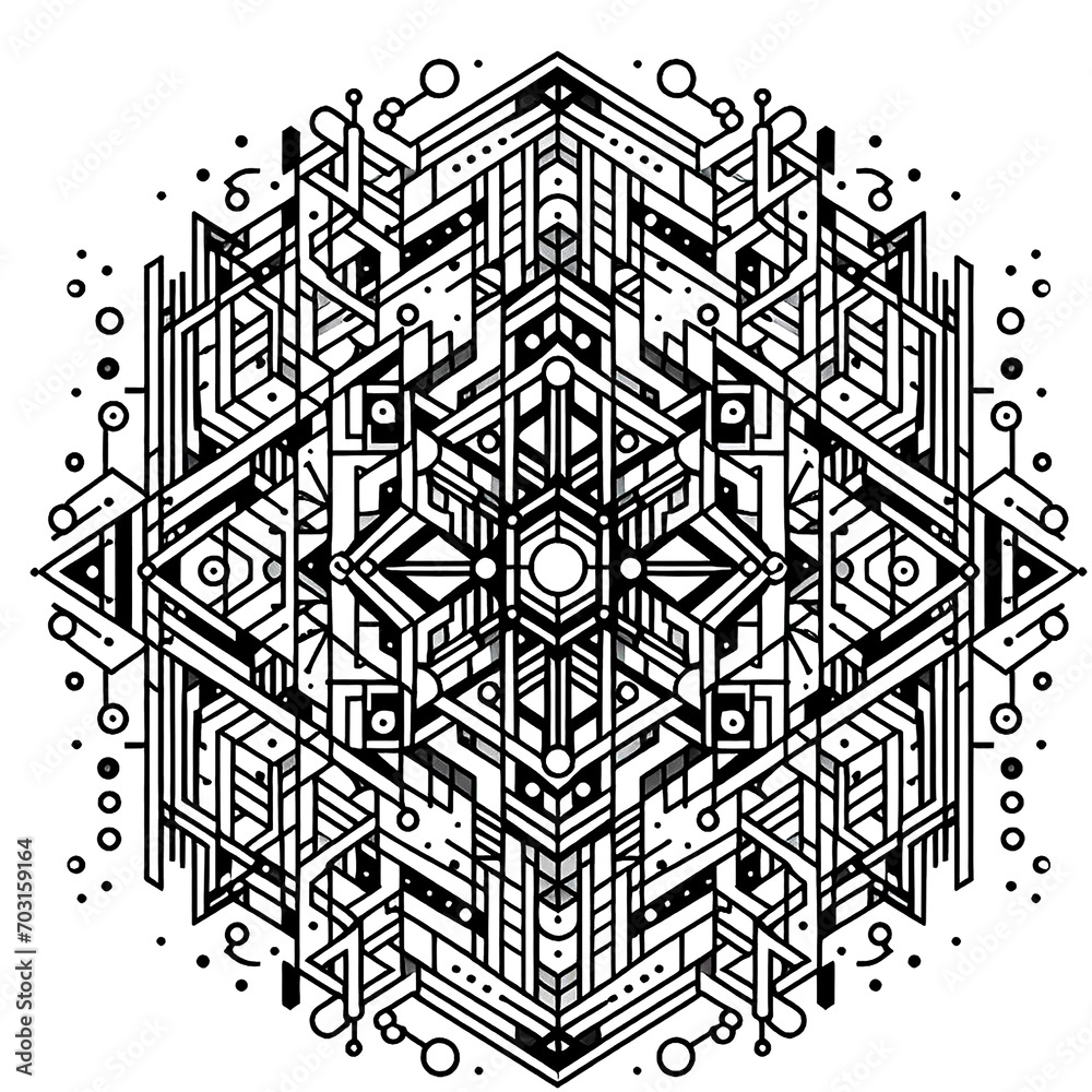 Geometric Pattern coloring page. Generative Ai Geometric Pattern coloring page. Generative Ai