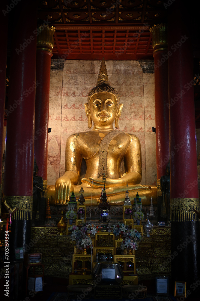 Ancient Buddha sculpture at the  temple in Thailand