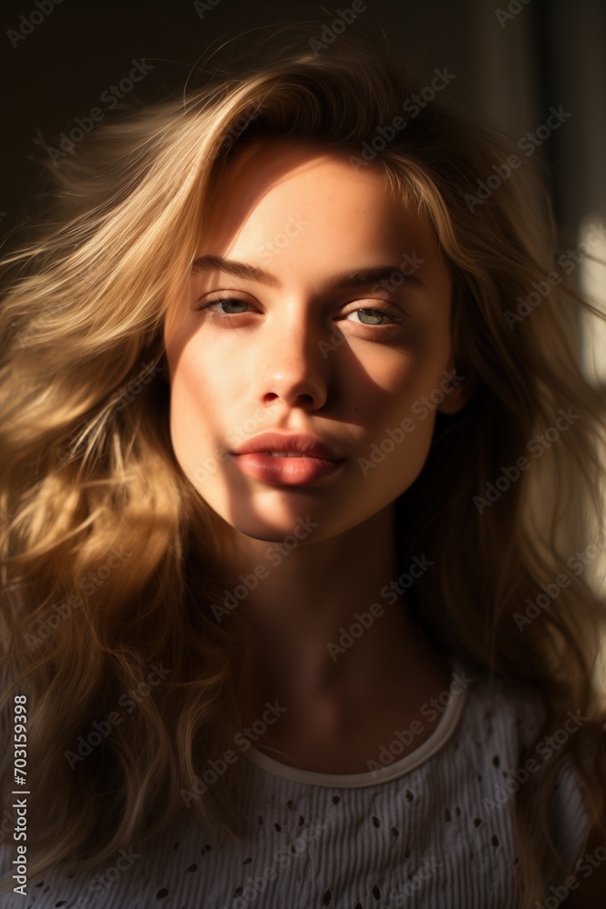 Close-up portrait of a young girl with natural makeup Close-up portrait of a young girl with natural makeup