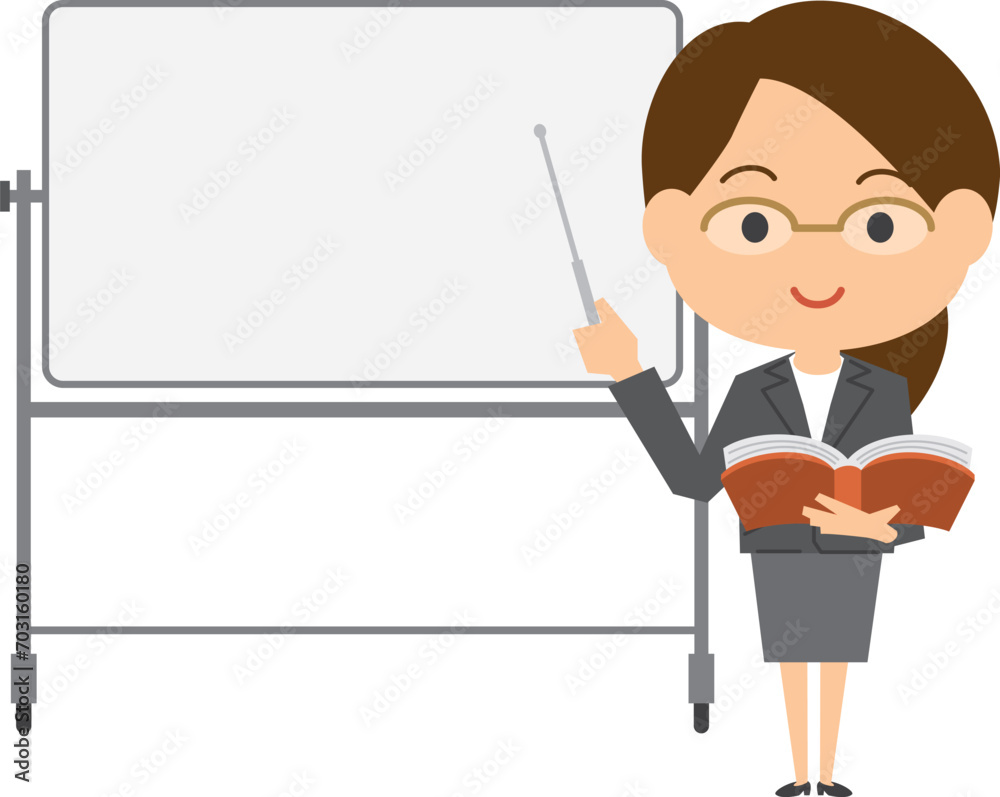 ホワイトボードで説明する女性のイメージイラスト ホワイトボードで説明する女性のイメージイラスト