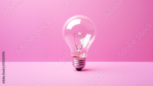 Illuminated Light Bulb Against Vibrant Pink Background