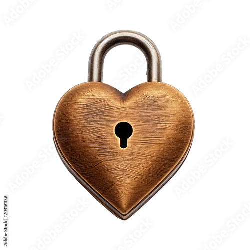 A Heart. Shaped Lock. Isolated on a Transparent Background. Cutout PNG.