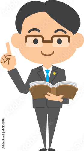 六法全書を持っている男性弁護士のイメージイラストセット