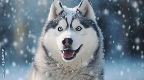 siberian husky dog in snow © Ng