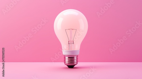 Illuminated Light Bulb Against Vibrant Pink Background