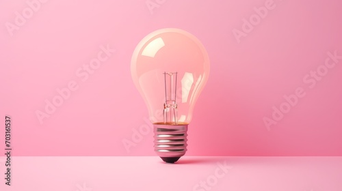 Illuminated Light Bulb Against Vibrant Pink Background