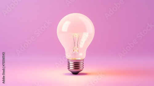 Illuminated Light Bulb Against Vibrant Pink Background