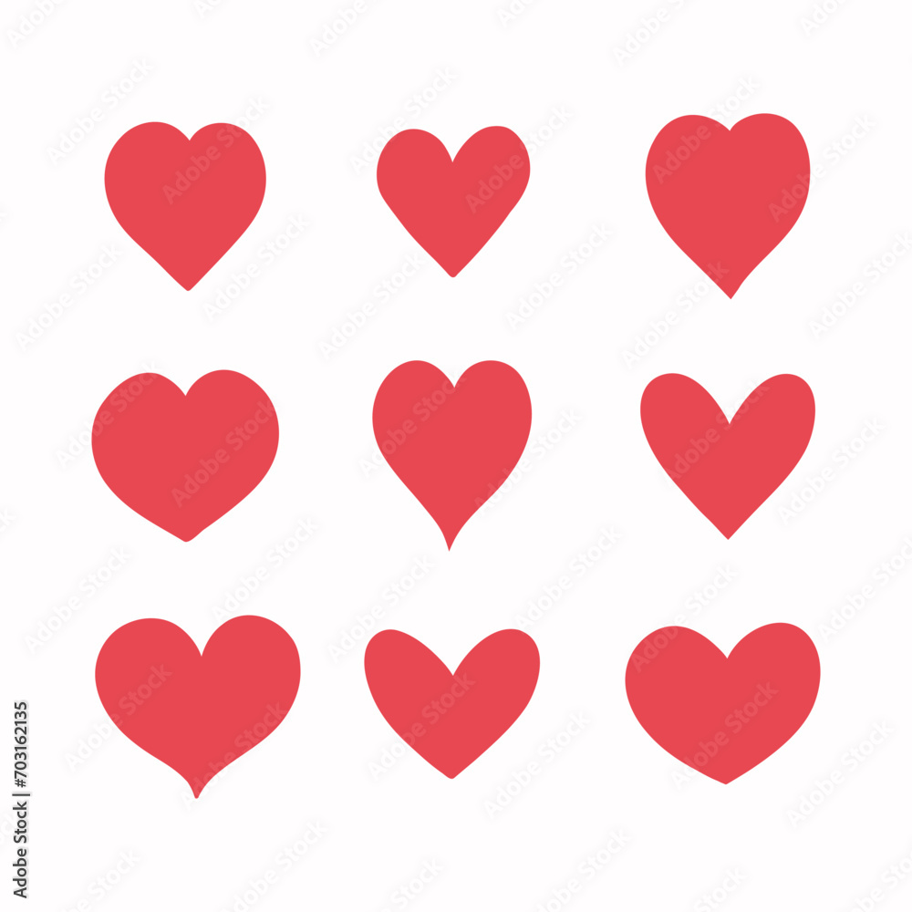 Hearts set. Hand drawn hearts vector. Design elements for Valentines day, postcard