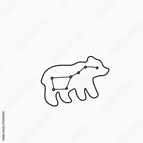 Vector illustration of the Constellation Ursa Major icon with bear on white background