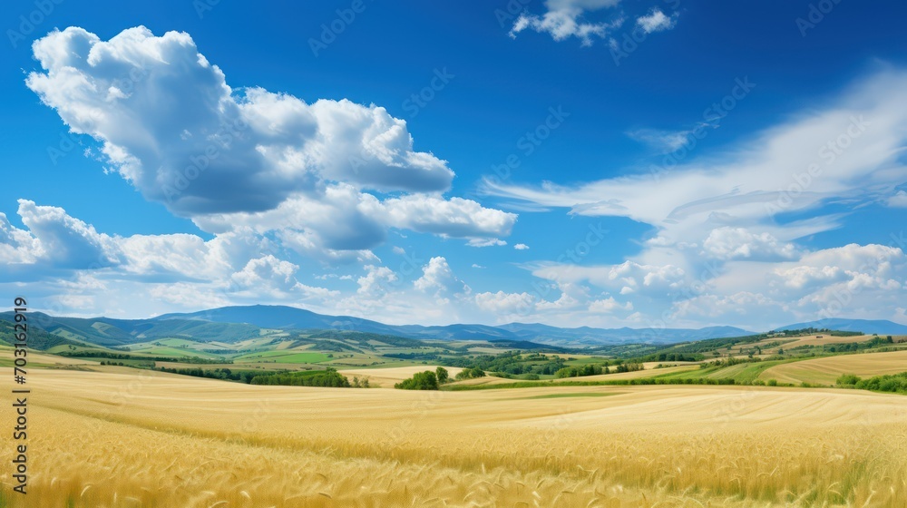 field of wheat and blue sky