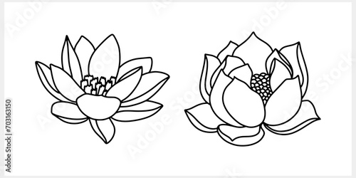 Lotus flower doodle icon isolated. Sketch vector stock illustration. EPS 10