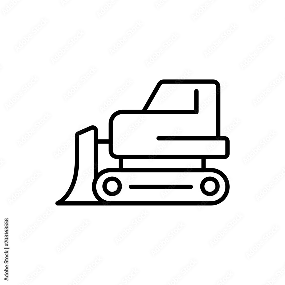 Bulldozer outline icons, minimalist vector illustration ,simple transparent graphic element .Isolated on white background