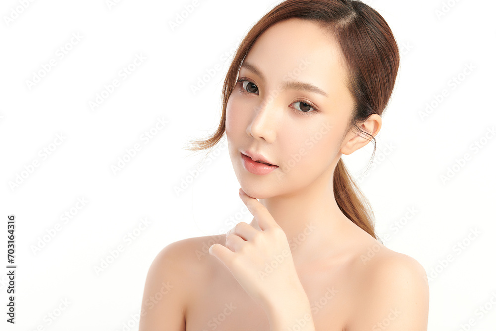 Beautiful young asian woman with clean fresh skin on white background, Face care, Facial treatment, Cosmetology, beauty and spa, Asian women portrait. Beautiful young asian woman with clean fresh skin on white background, Face care, Facial treatment, Cosmetology, beauty and spa, Asian women portrait.