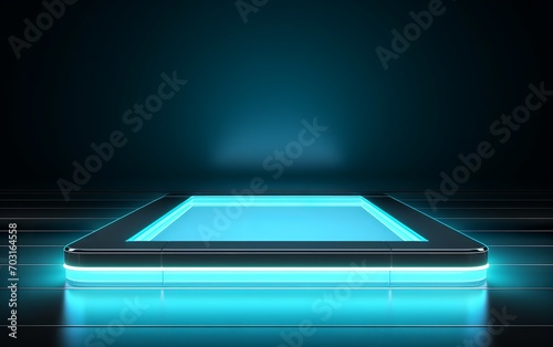 futuristic gaming esports cyan neon glass display podium © Harry