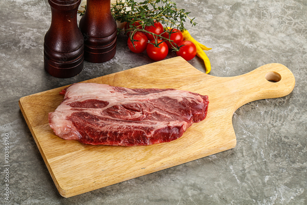 Raw beef chuck roll steak