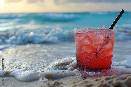 Summer drink with view beach professional advertising food photography