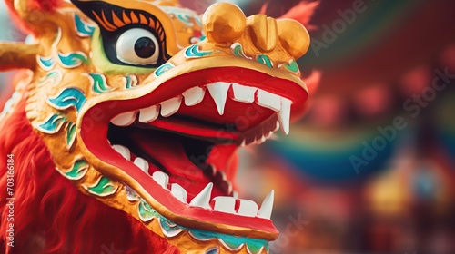 Traditional dragon dance festival. Chinese New Year celebration