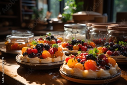 fresh tart is served at the kitchen table professional advertising food photography