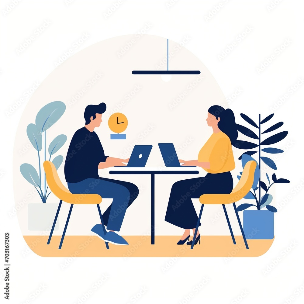 Business meeting of two people in a modern office space