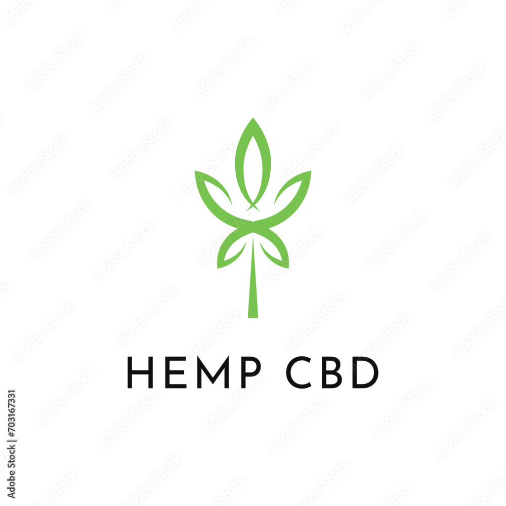 Hemp cbd cannabis logo design idea