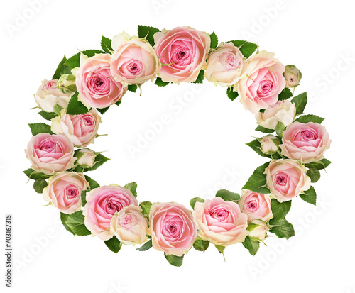 Floral oval frame with pink...