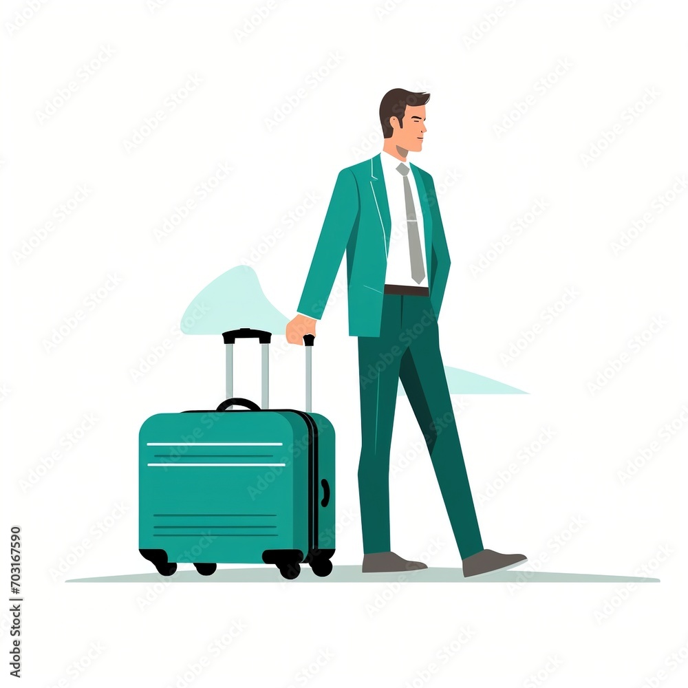 Businessman in Green Suitcase Illustration Businessman in Green Suitcase Illustration