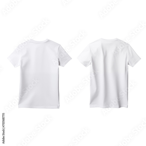 Men's White T-shirt Mockup Front and Back Isolated Transparent, Generative AI