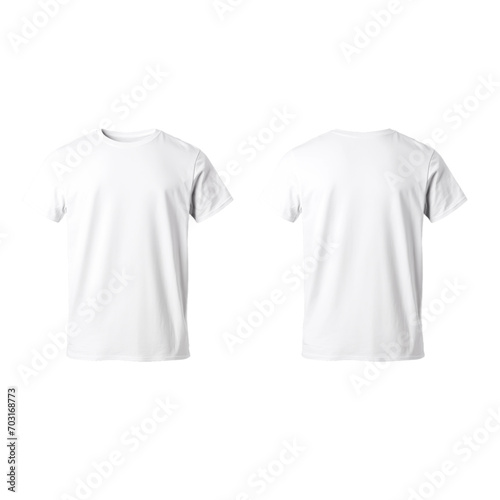 Men's White T-shirt Mockup Front and Back Isolated Transparent, Generative AI