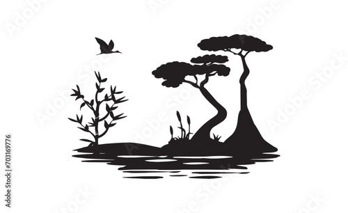 silhouette of asian landscape vector