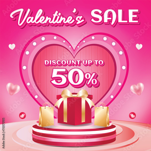 Valentine February Big sale banner discount promotion background payday social media 9