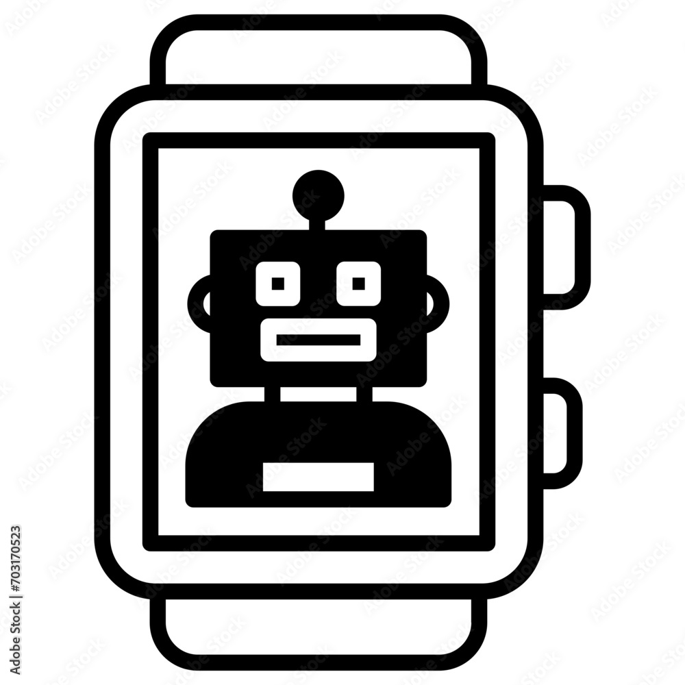 Smartwatch chatbot solid glyph icon Smartwatch chatbot solid glyph icon