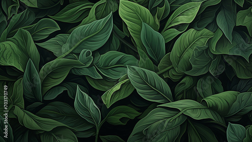 green leaves in the style of nature