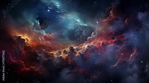 Nebula Clouds and Stars in Space. Generative AI