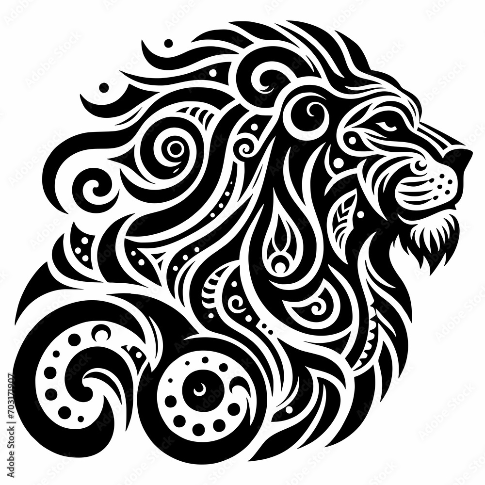 brave lion tribal tattoo design