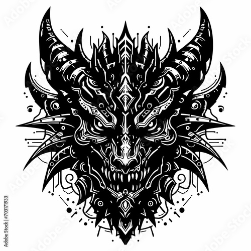 tribal skull dragon tattoo