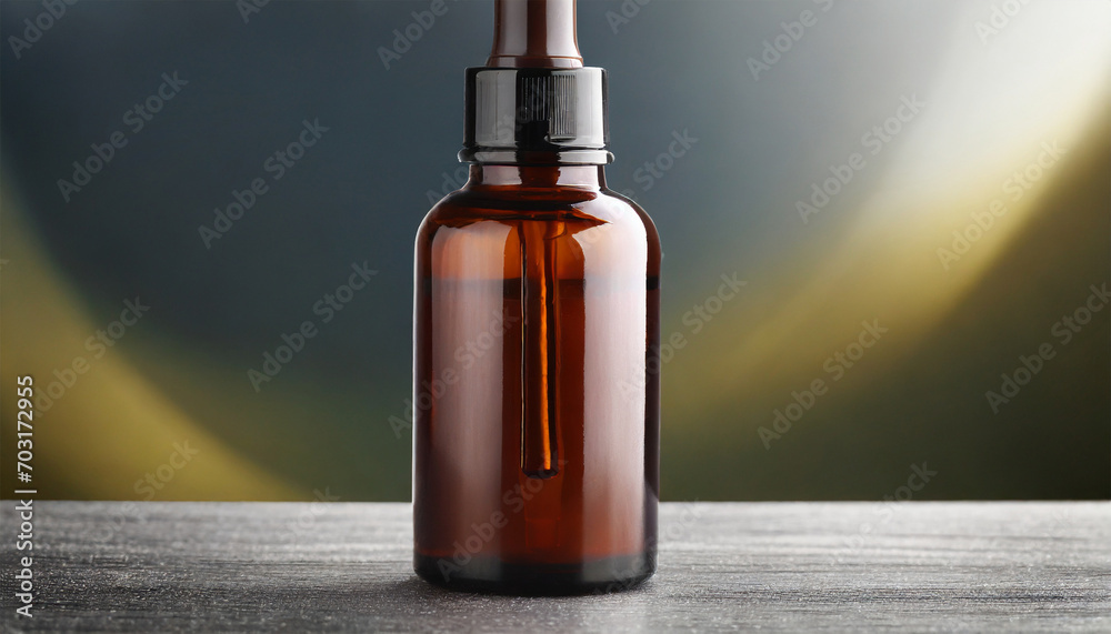 Cosmetic product in a brown bottle