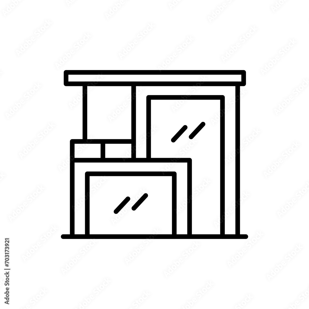 Modern house outline icons, minimalist vector illustration ,simple transparent graphic element .Isolated on white background