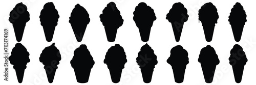 Ice cream silhouettes set, large pack of vector silhouette design, isolated white background