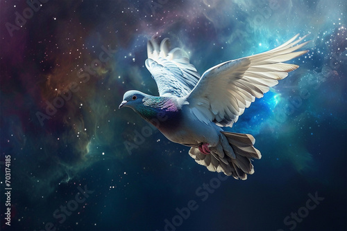 illustration of a dove floating in space © Yoshimura