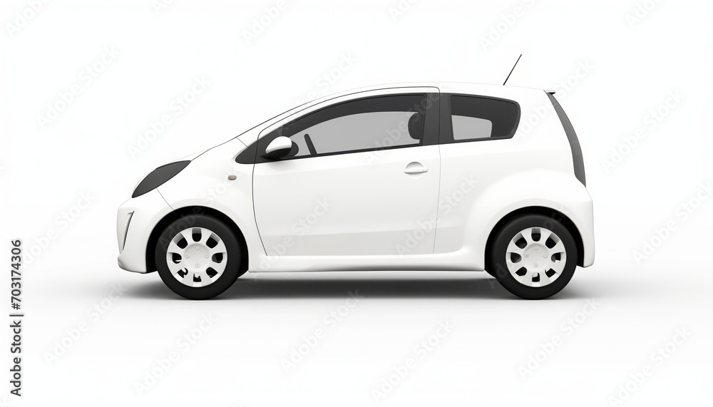 Hatchback Compact City Car - Blank Surface for Creative Design on a White Background. Versatile Vehicle Mockup for Customization, Perfect for Showcasing Your Unique and Innovative Automotive Ideas.
