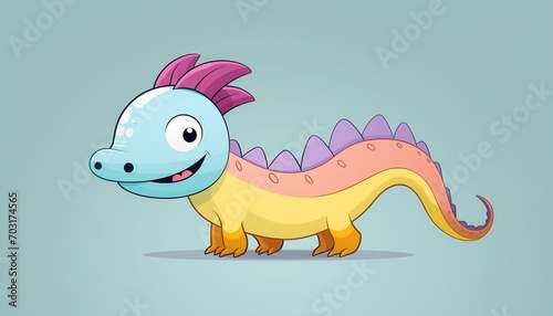 cute dinosaur cartoon character 3d rendering on blue background with shadow