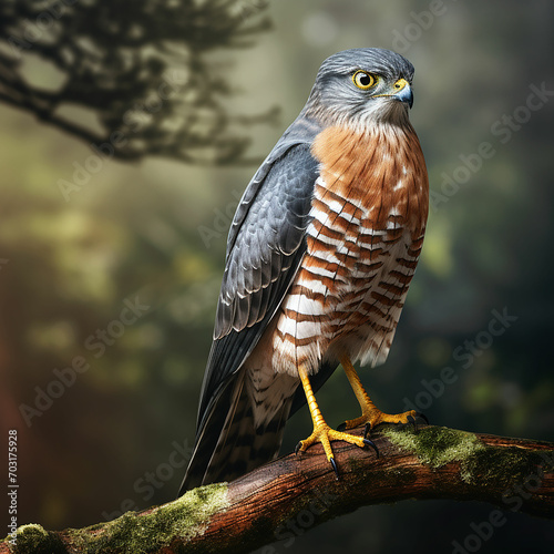 Red-shouldered hawk. ai generated photo