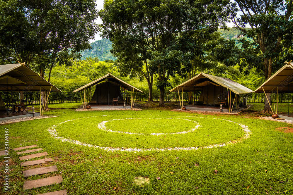 Fototapeta premium Tree House in Camping field in Khao Yai in Thailand